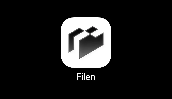 Filen app icon and label on a black background