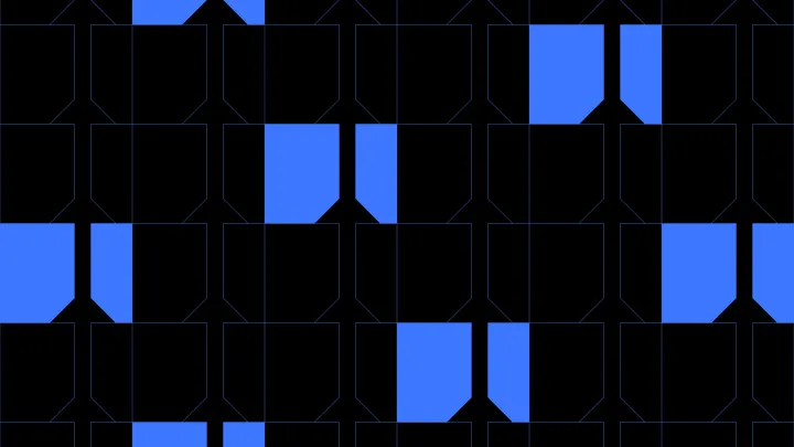 Corebeam repeating pattern with blue geometric marks
