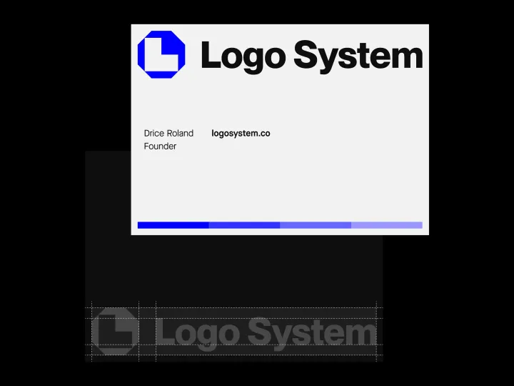 Logo System presentation cover with a blue geometric mark