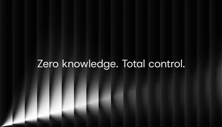 Filen campaign message reading Zero knowledge. Total control.