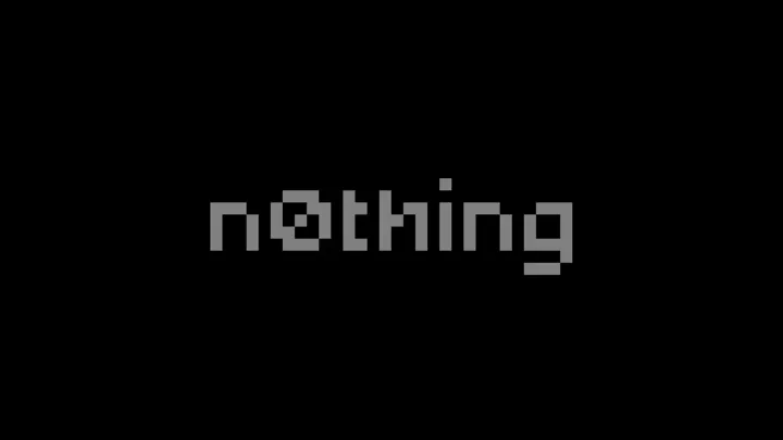 Pixelated wordmark reading nothing