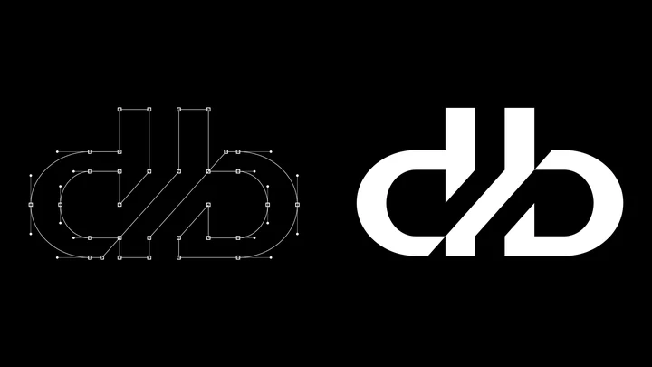 Ben Davis db monogram shown with construction points and the finished mark