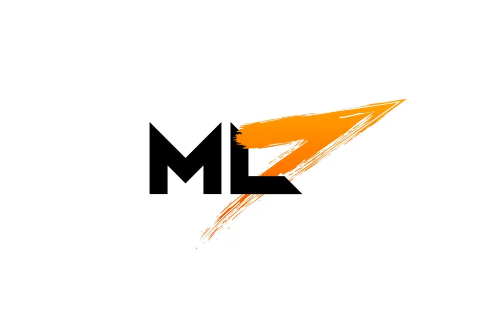 mL7 logo with black lettering and an orange streak on a white background