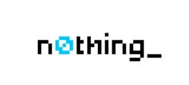 Early n0thing pixel wordmark with a cyan zero
